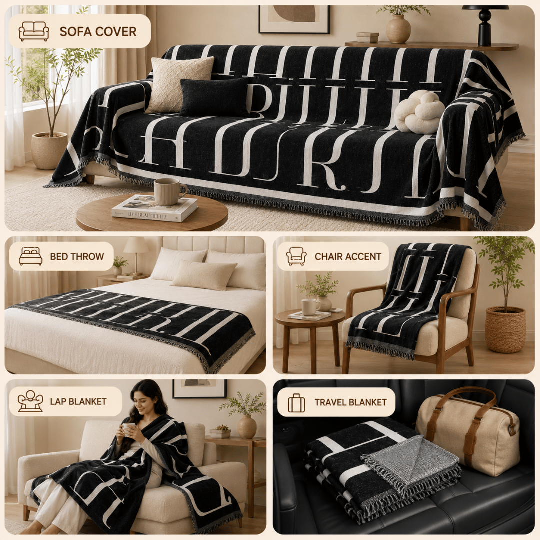 Chenille Fabric Luxury Reversible Throw Sofa Cover