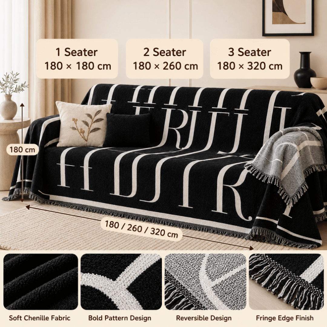 Chenille Fabric Luxury Reversible Throw Sofa Cover