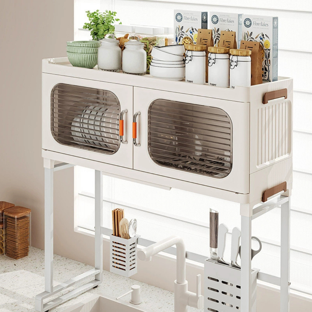 HOMERO Modern Kitchen Dish Drying Storage Shelf with Doors