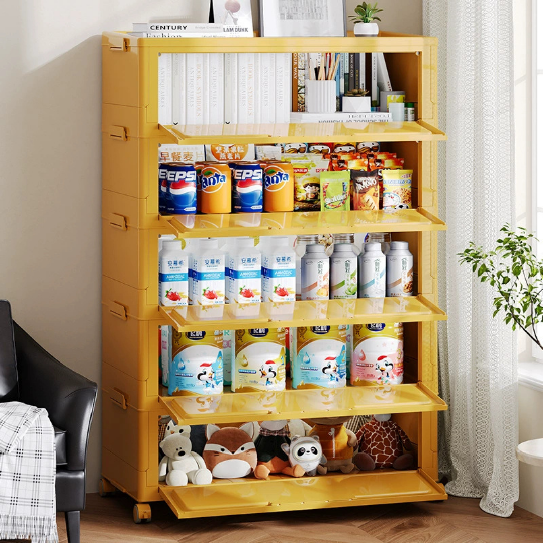 HOMERO Multi-Use Magnetic Door Design Large Capacity Storage Cabinet with Omnidirectional Wheels