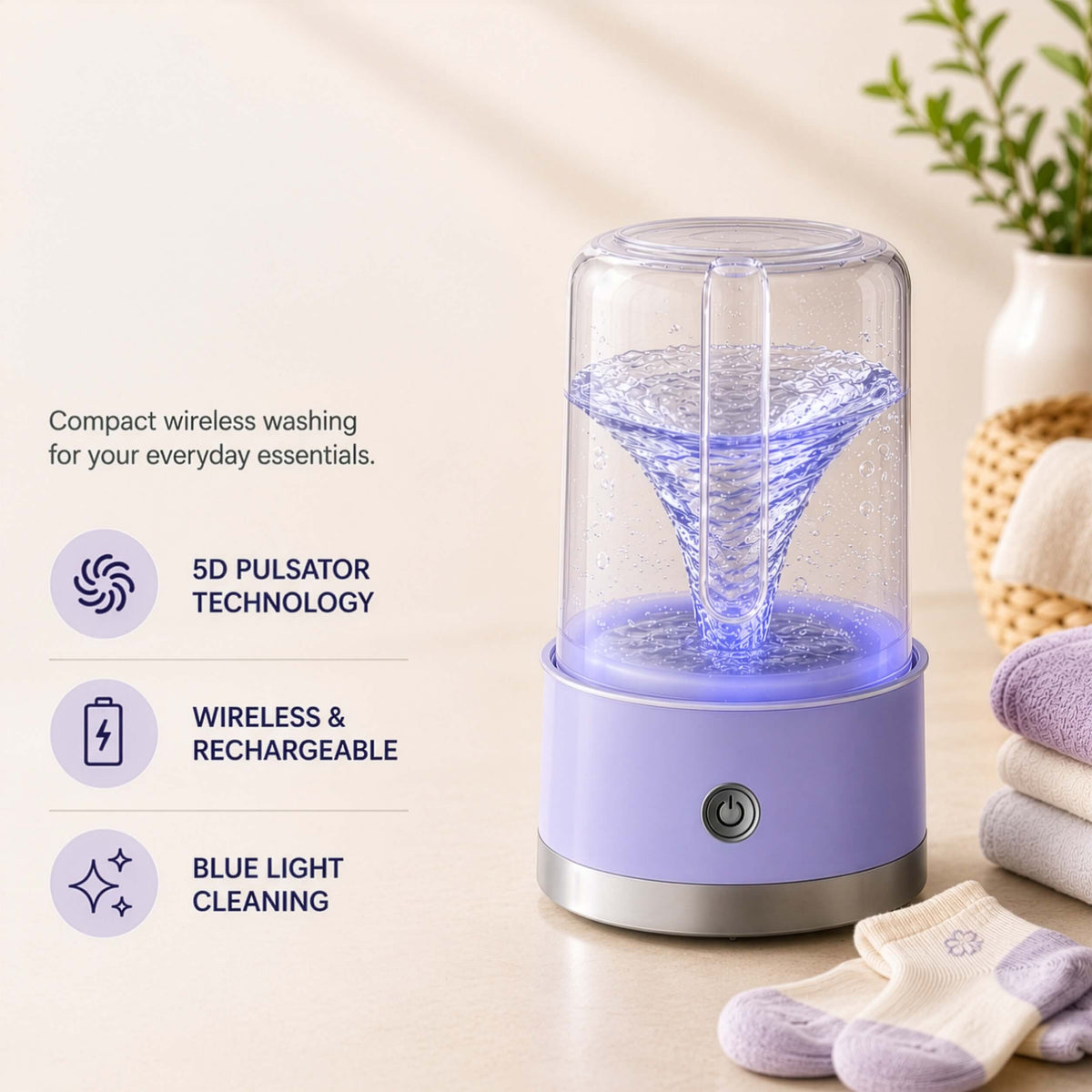 Travel Friendly Wireless Mini Washing Machine