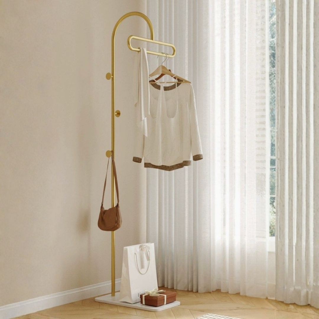 Modern Metal Coat Stand with Faux Marble Base