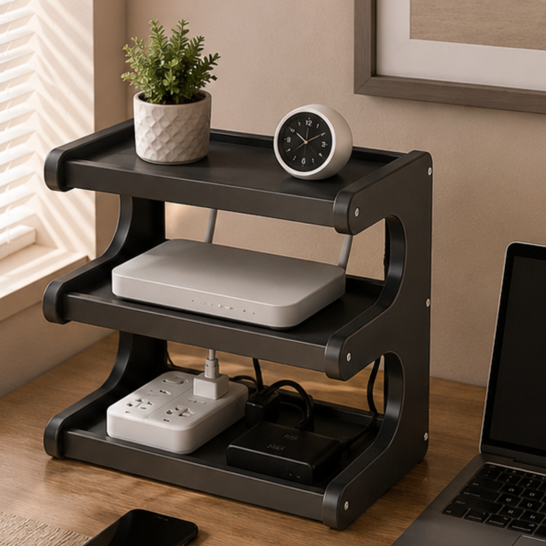Multipurpose Wooden Router and Storage Rack