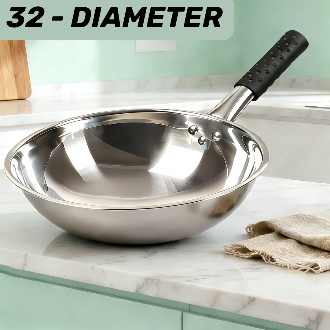 Multipurpose Healthy Cooking Stainless Steel Deep Wok