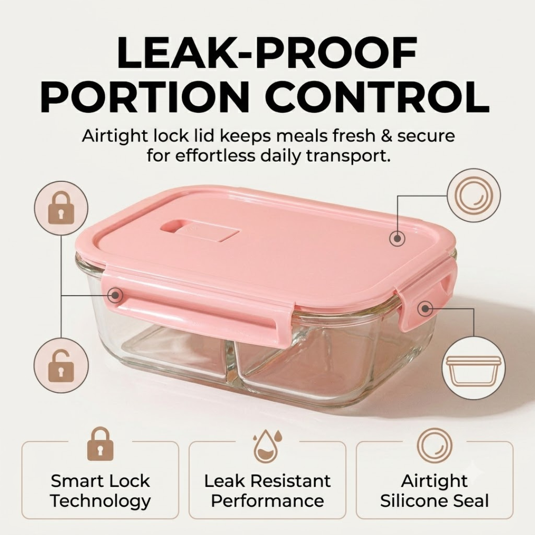 Airtight Glass Bento Smart Lock Lid Lunch Container