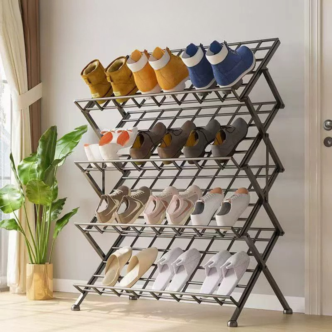 4 Tier Folding Multipurpose Metal Shoe Rack