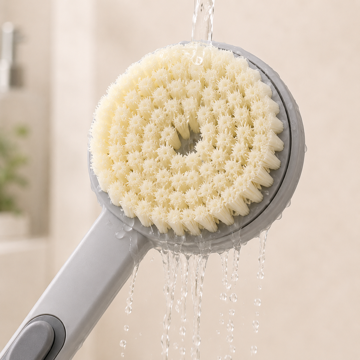 Soft Bristle Refillable Shower Bath Brush with Soap Dispenser