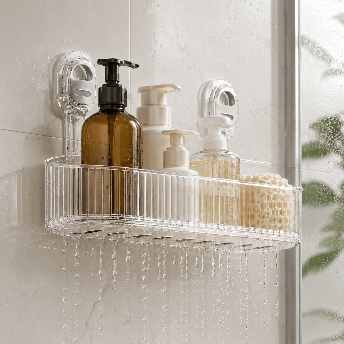 Homero Wall-Mounted No-Drill Bathroom Shelf with Drainage
