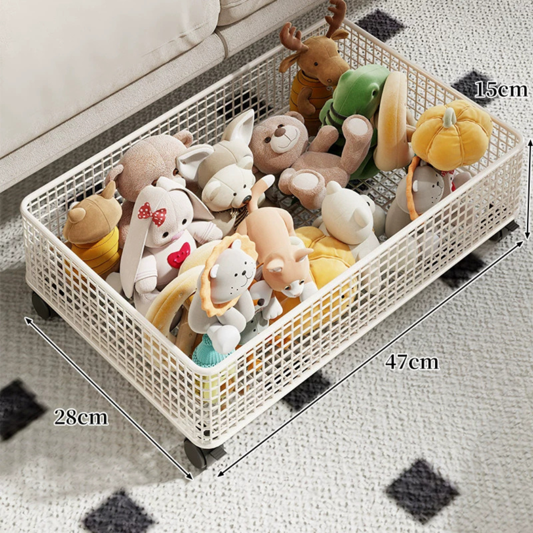 Multi-Purpose Rolling Underbed Toy Storage Basket with Wheels