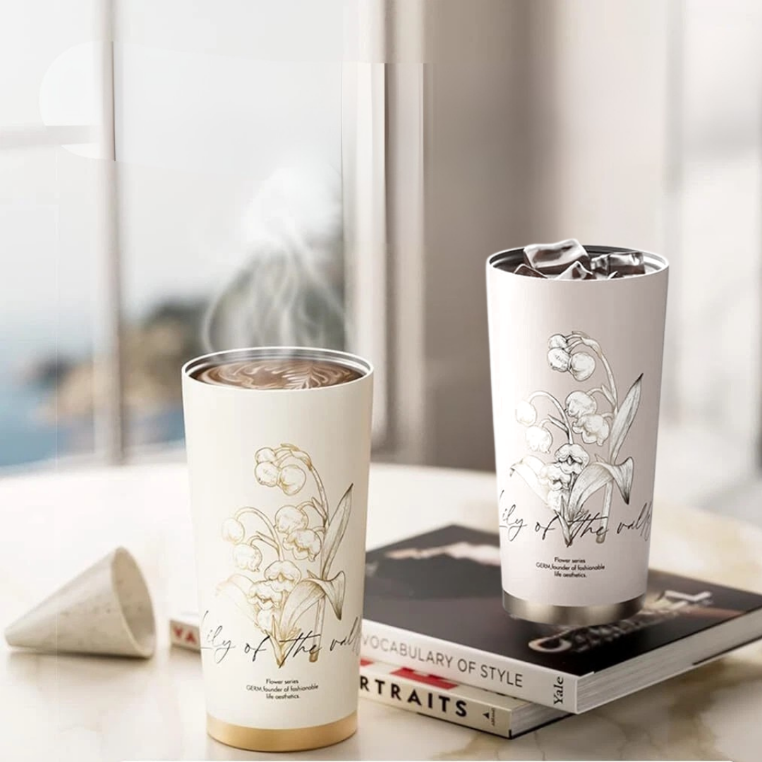 Homero Floral Dual Drinking Design Premium Insulated Tumbler - 500ml