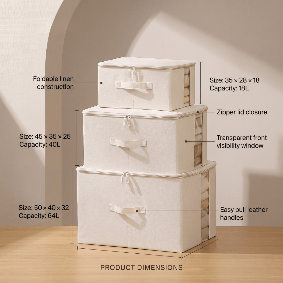 Premium Fabric Clothing Storage Organizer with Clear Window