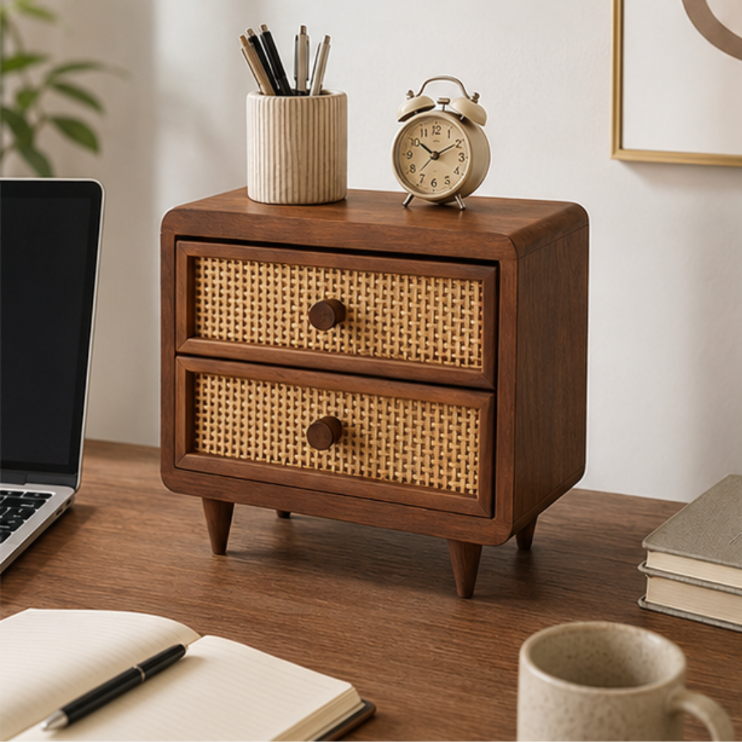 Modern Two Drawer Solid Wood Multipurpose Organizer