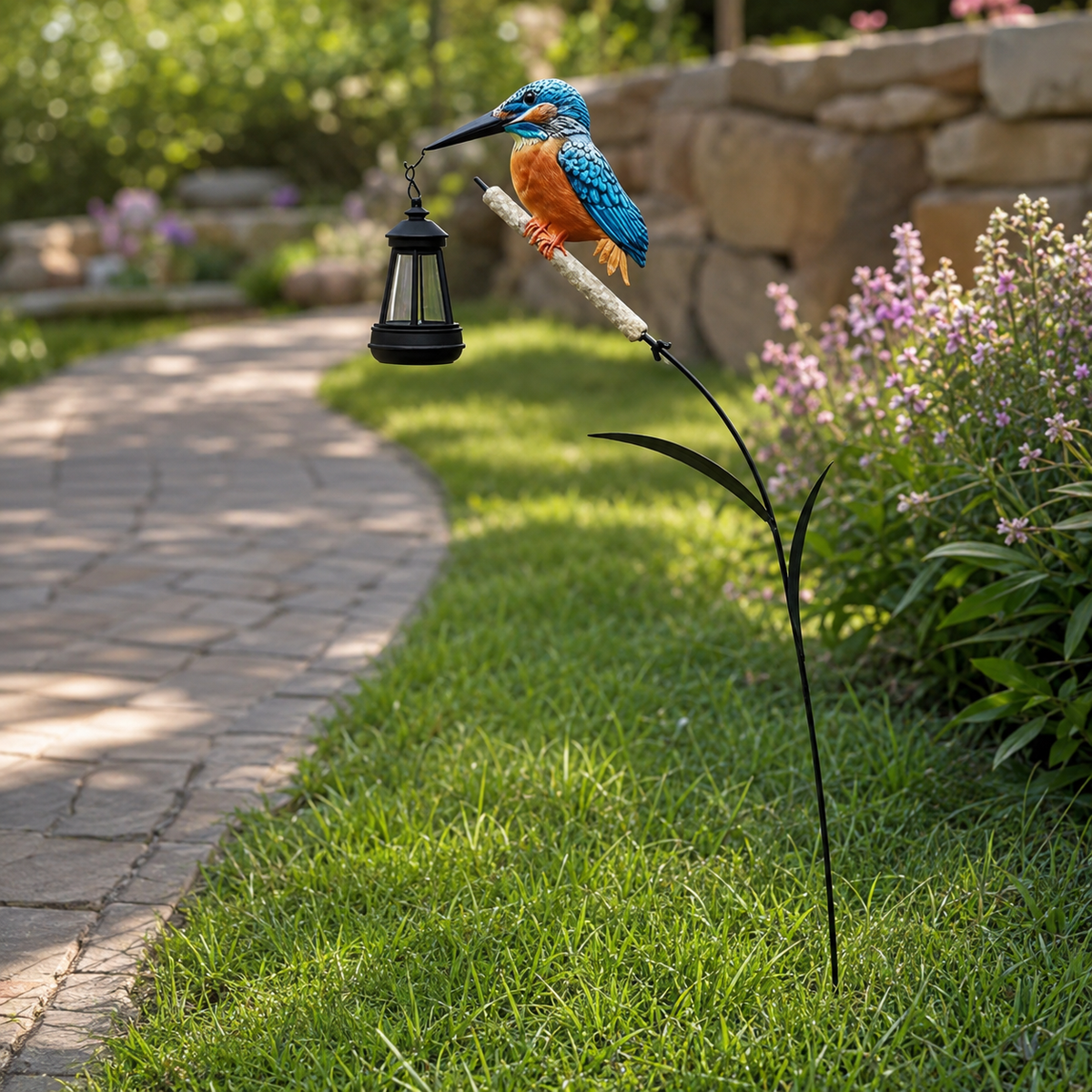 Decorative Outdoor Solar Kingfisher Garden Lantern