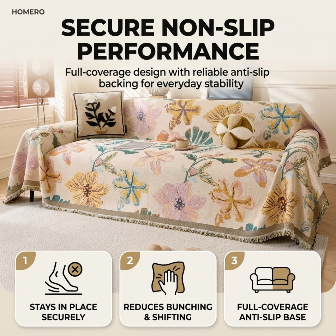 Premium Chenille Full Coverage Anti Slip Sofa Cushion Cover