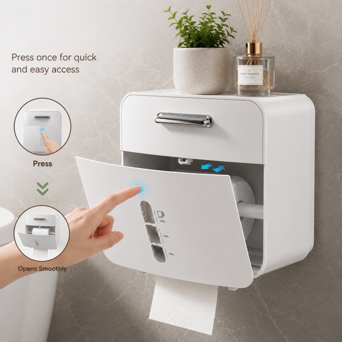 Wall Mounted Waterproof Toilet Tissue Storage Organizer Box