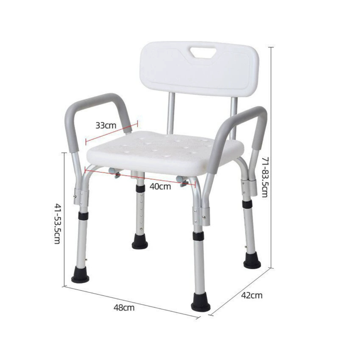 Heavy Duty Backrest Chair with Adjustable Height & Stable Grip