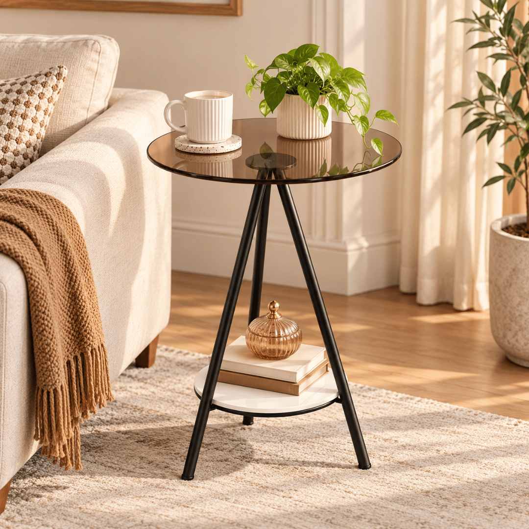 Minimalist Round Tempered Glass Coffee Table