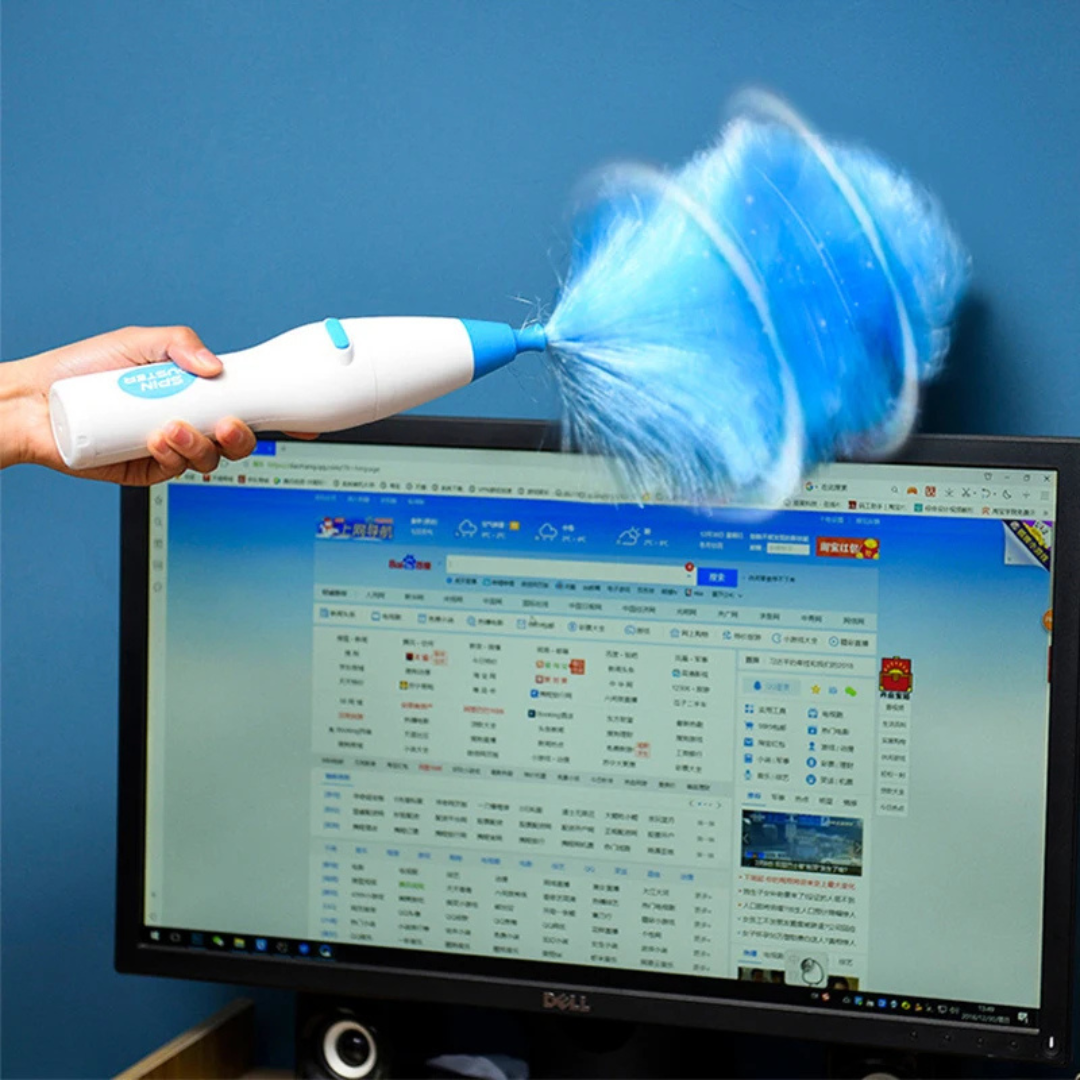 Extendable Electric Spin Feather Duster with Dual Brush Heads