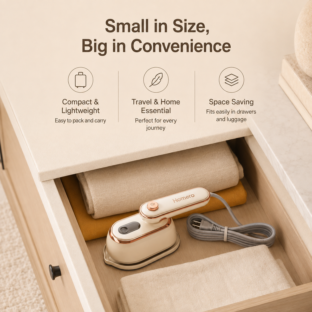 HOMERO Foldable Garment Steamer with Dual-Mode Ironing - 150ml Tank