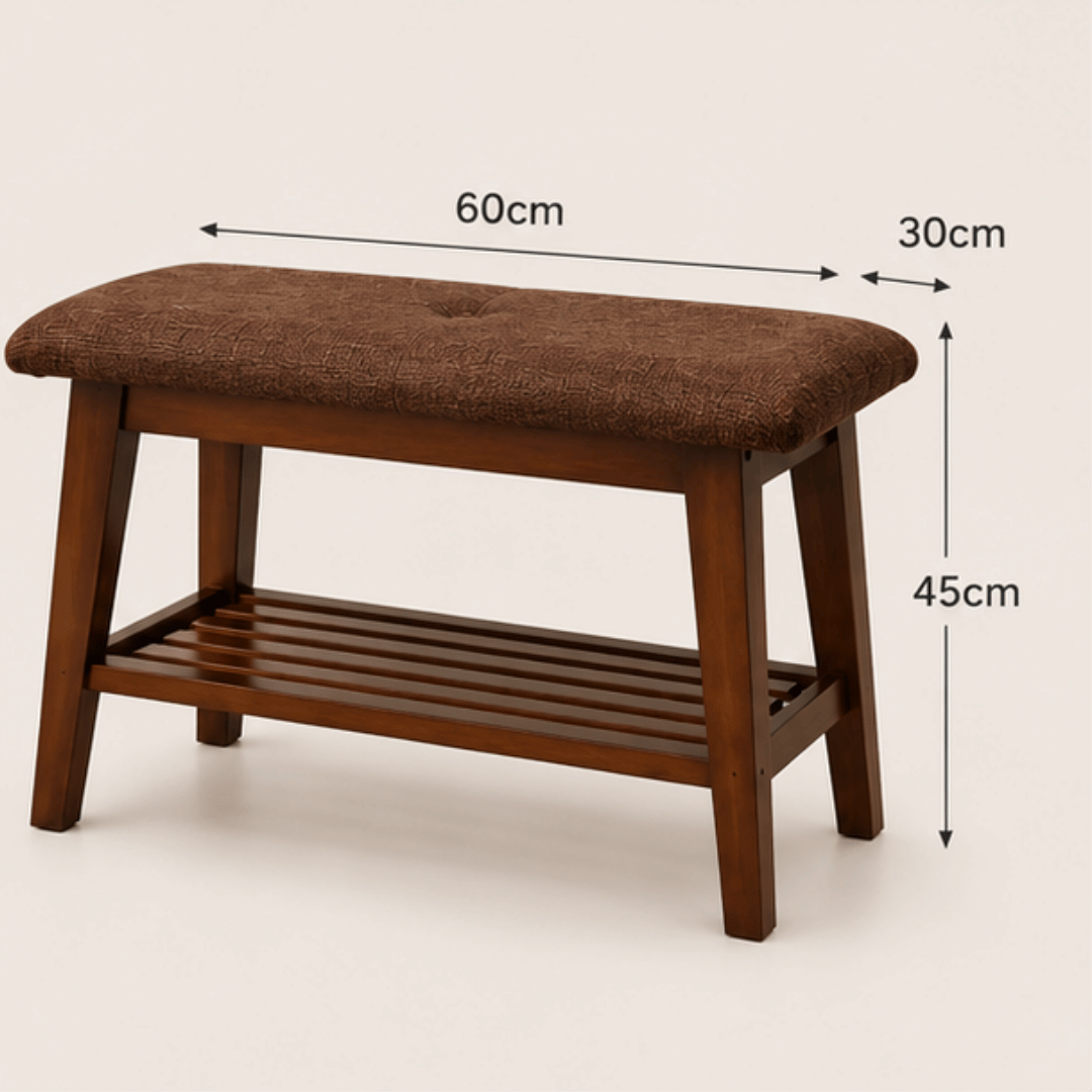 Elegant Bamboo Shoe Rack Bench with Cushioned Seating Storage