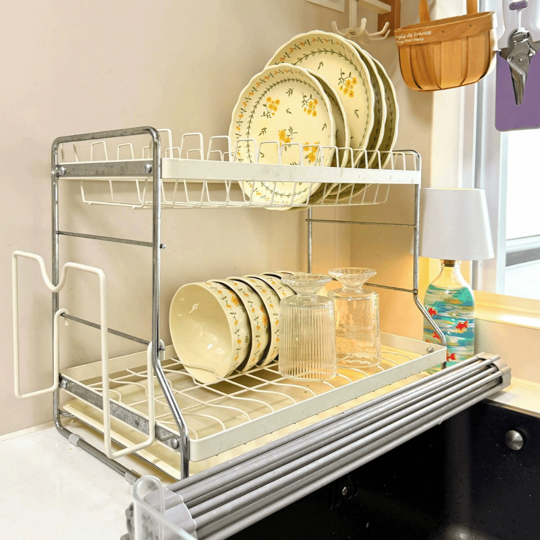 Multifunctional Kitchen Dish Organizer with Removable Drain Tray