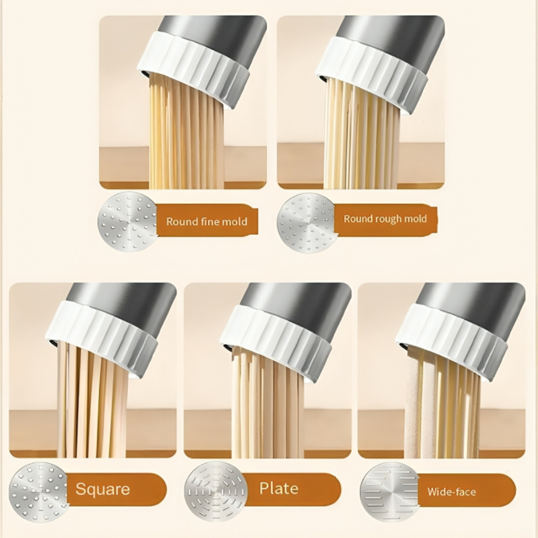 Electric Handheld Pasta and Noodle Maker Machine with 5 Molds