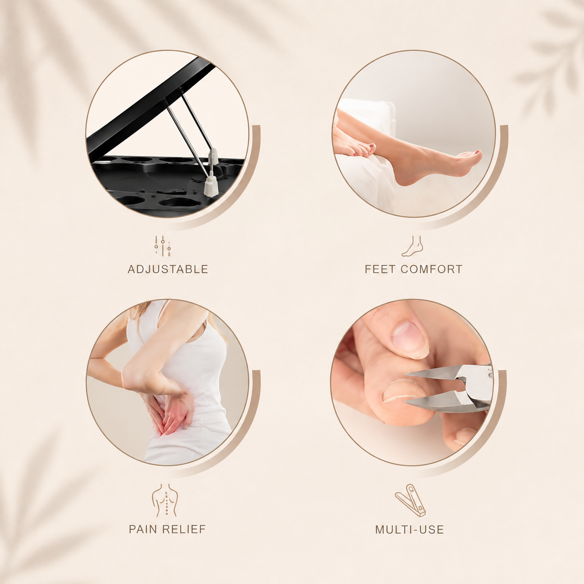 Portable Pedicure Foot Rest Stool with Fan & LED Magnifier