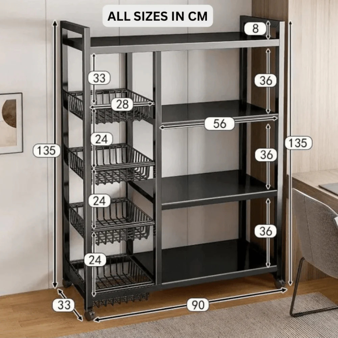 Multi Purpose Heavy Duty Mesh Baskets Storage Organizer with Wheels