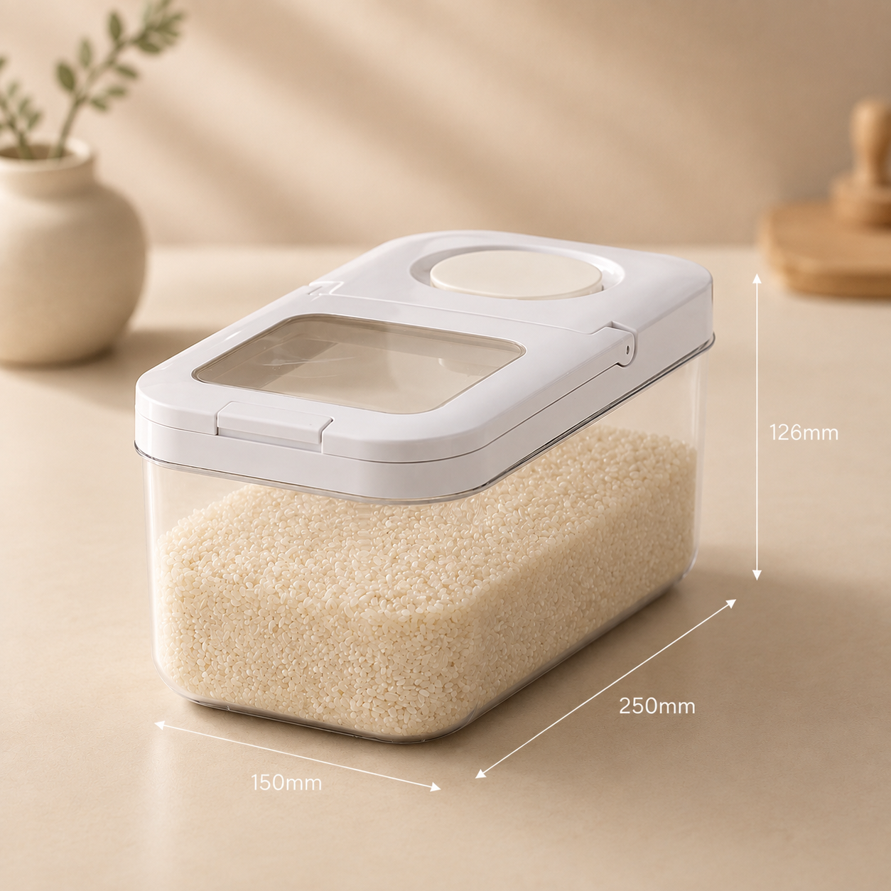 Homero Airtight Grain Transparent Window Double Seal Storage Container - 3.2L