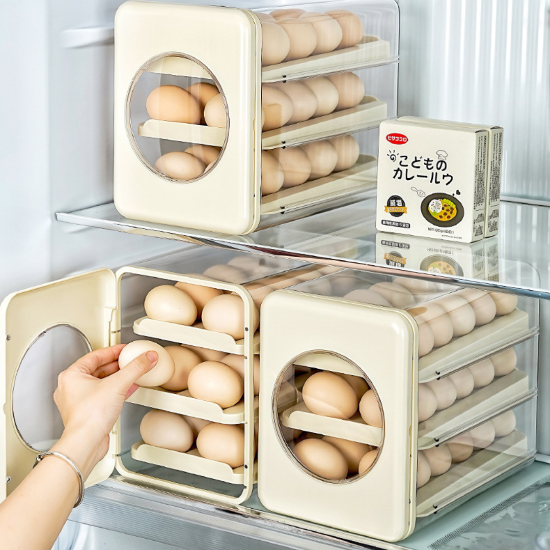 Automatic Transparent Drawer Rolling Egg Storage Organizer
