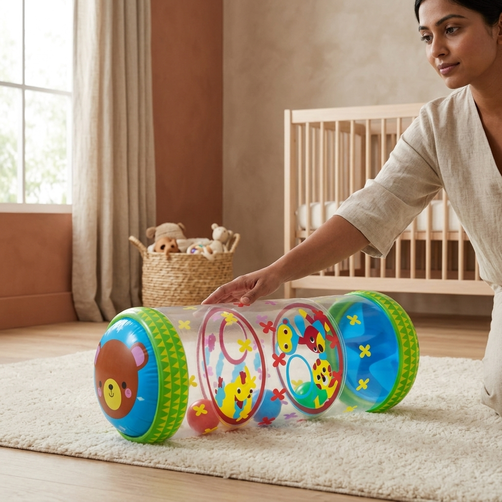 Anti Slip Inflatable Baby Development Activity Crawl Roller Toy