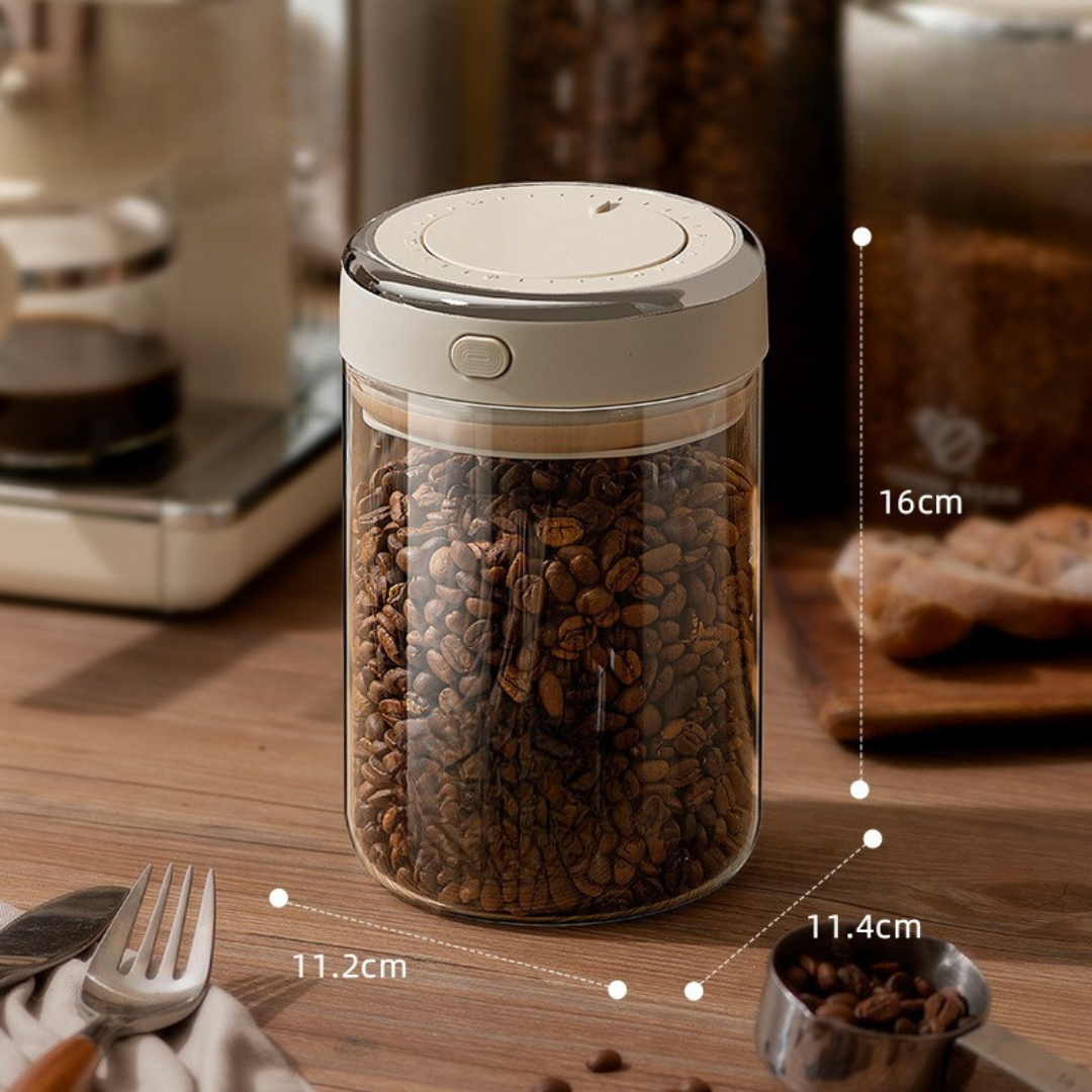 Airtight Coffee Bean Storage Canister with Glass Jar