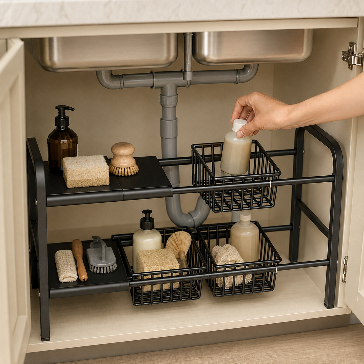 Homero 2 Layer Expandable Under Sink Storage Rack