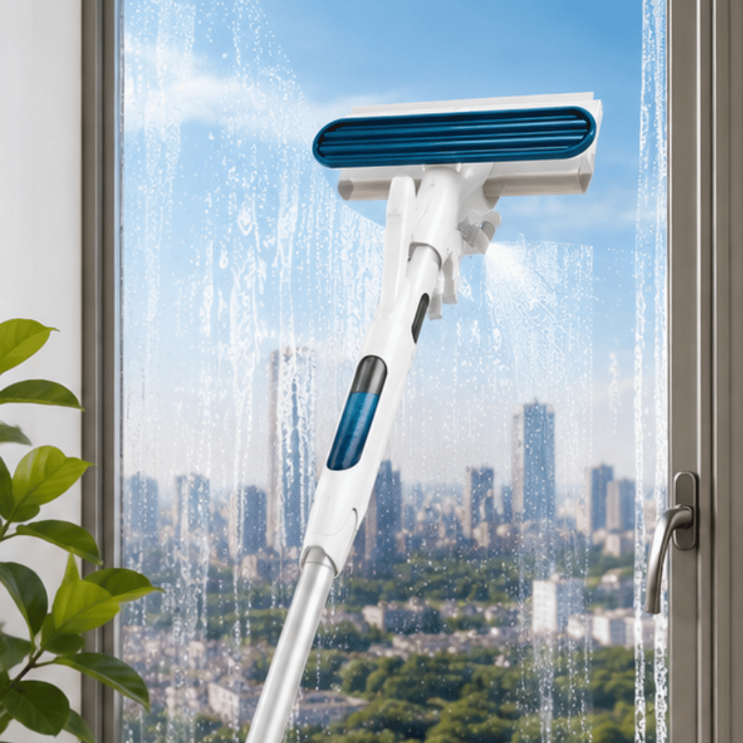 Telescopic Cleaning Squeegee Spray Wiper with Silicone Blade Microfiber Mop