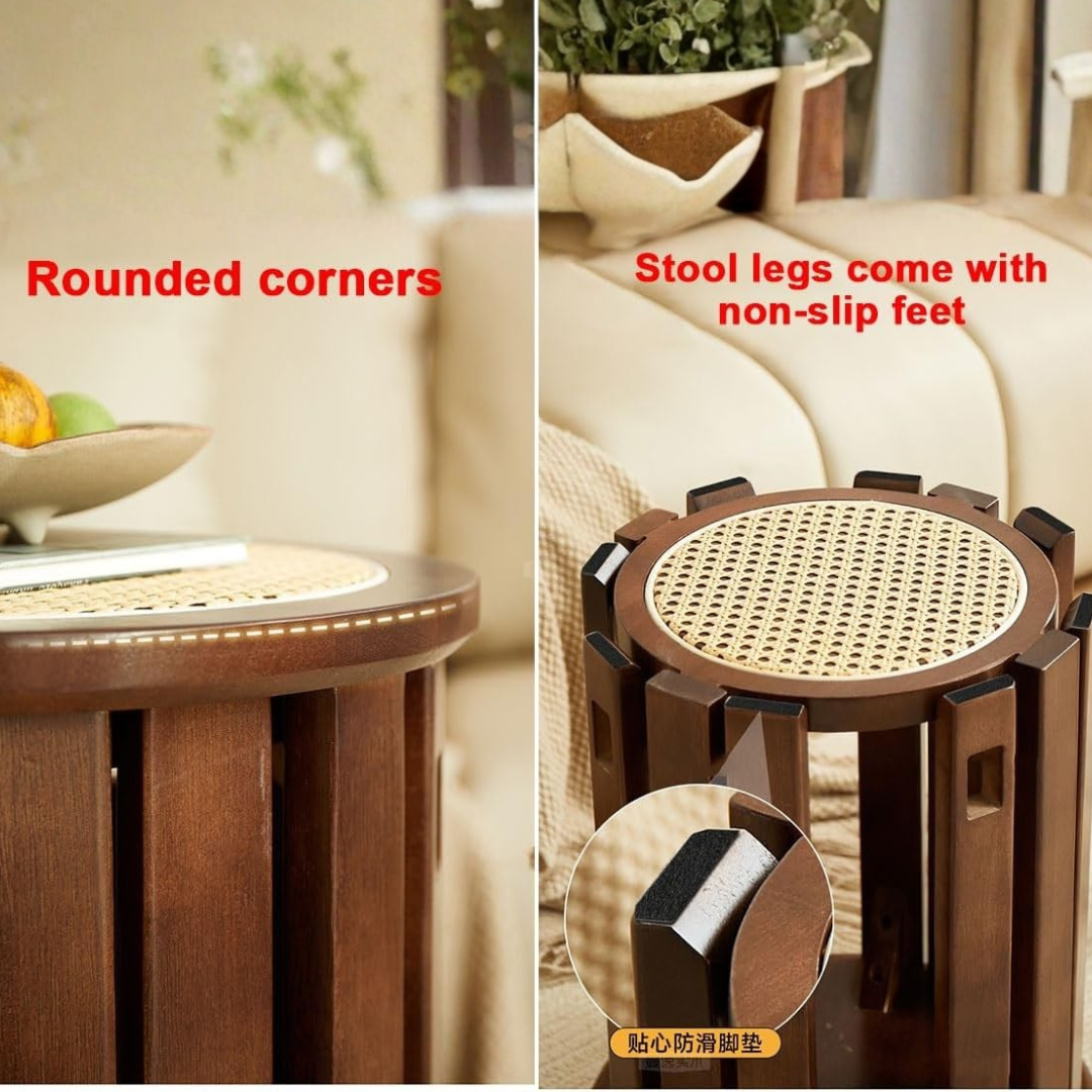 HOMERO Premium 4-in-1 Vintage Stackable Modular Wooden Stool