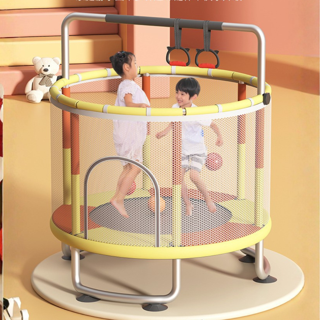 HOMERO Large Space Kids Trampoline with Safety Net and Adjustable Bar - 5FT