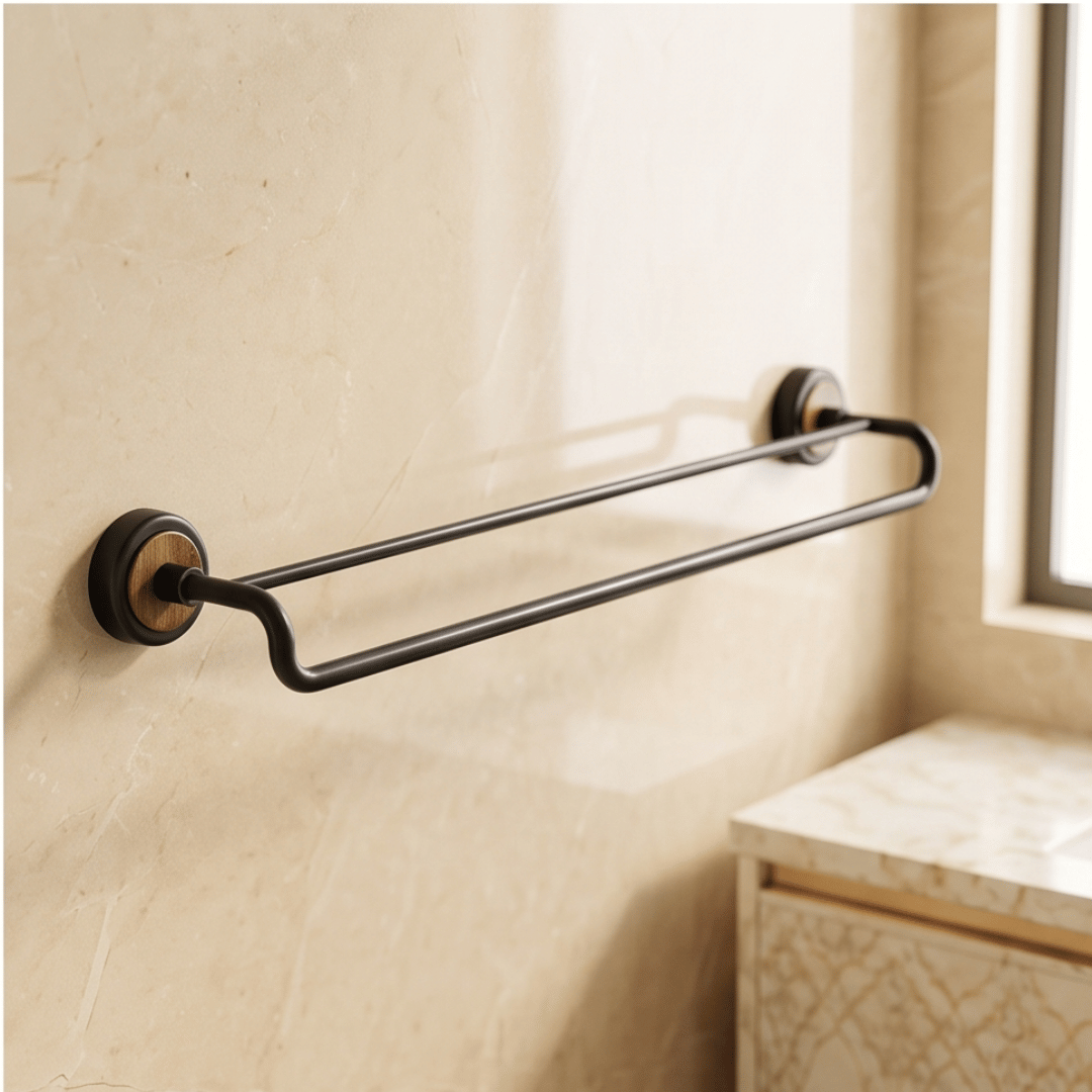 Premium Stainless Steel Suction Cup Double Rail Towel Rack