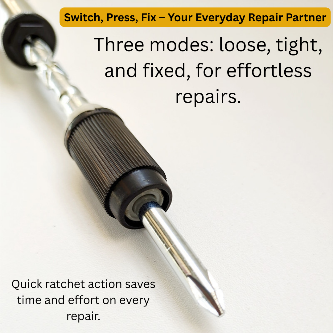 HOMERO Ergonomic Handle Push Pull Ratchet Screwdriver with 5 Heads