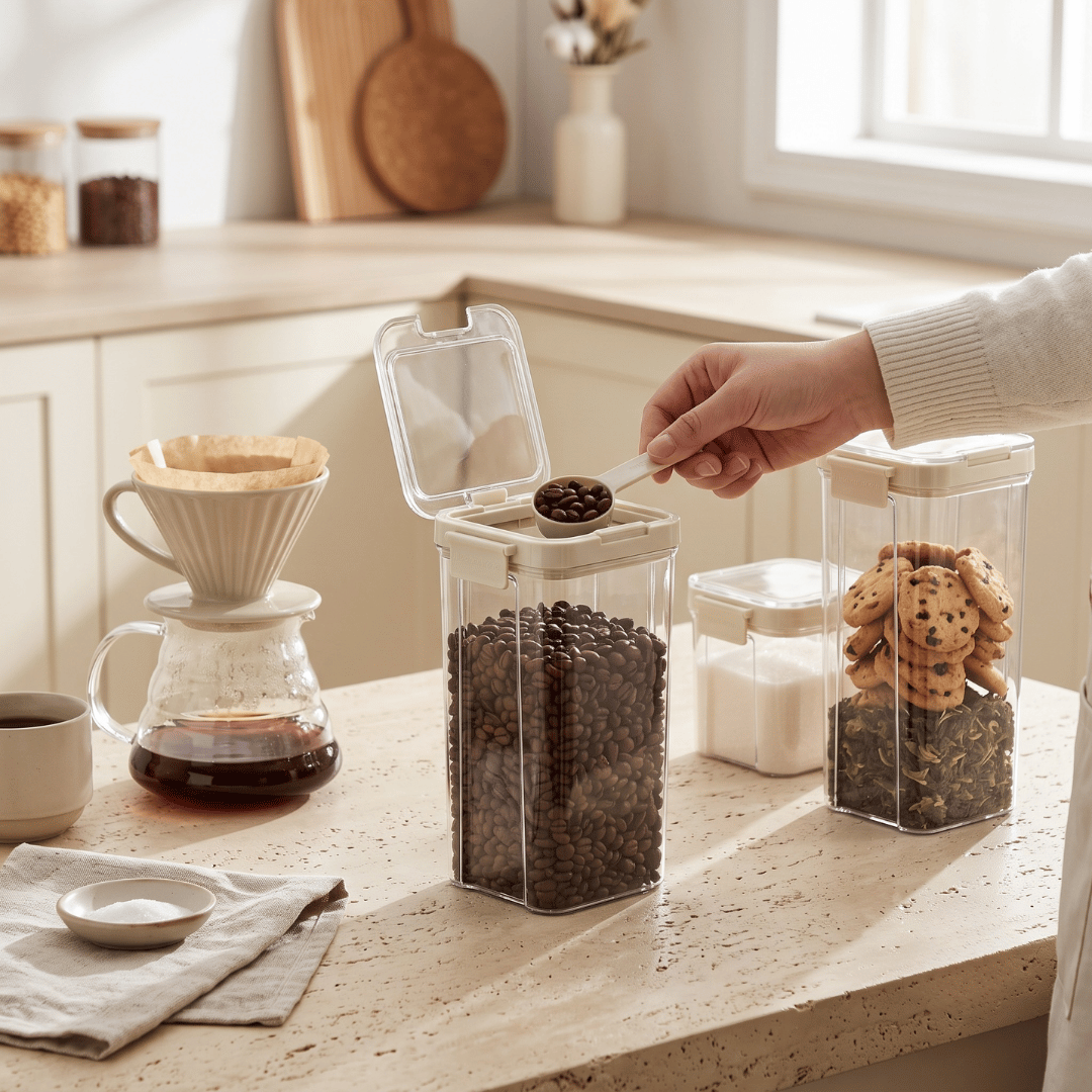 Multipurpose Transparent Grains Storage Jar with Airtight Lid