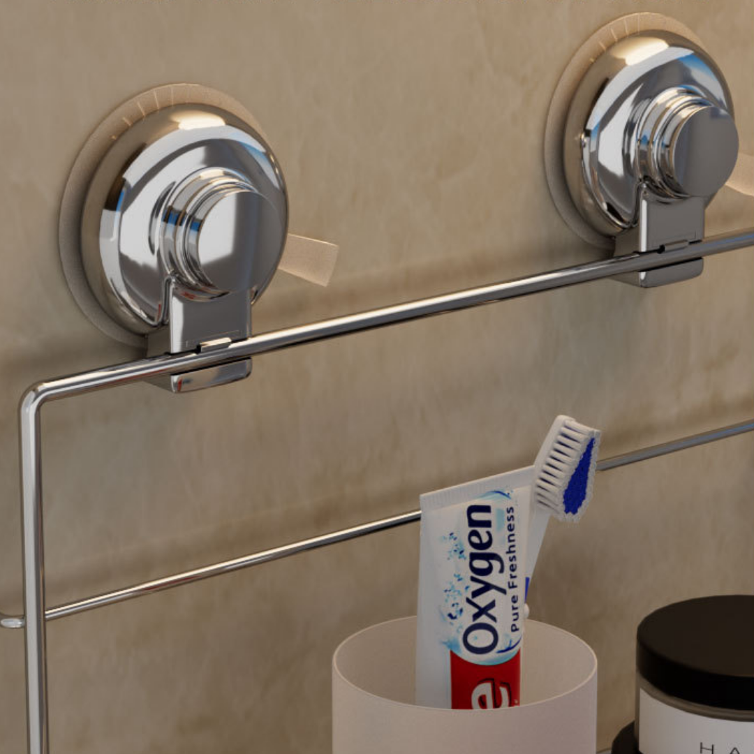 HOMERO Multi-Functional Double Layer Stainless Steel Suction Cup Shelf Organizer