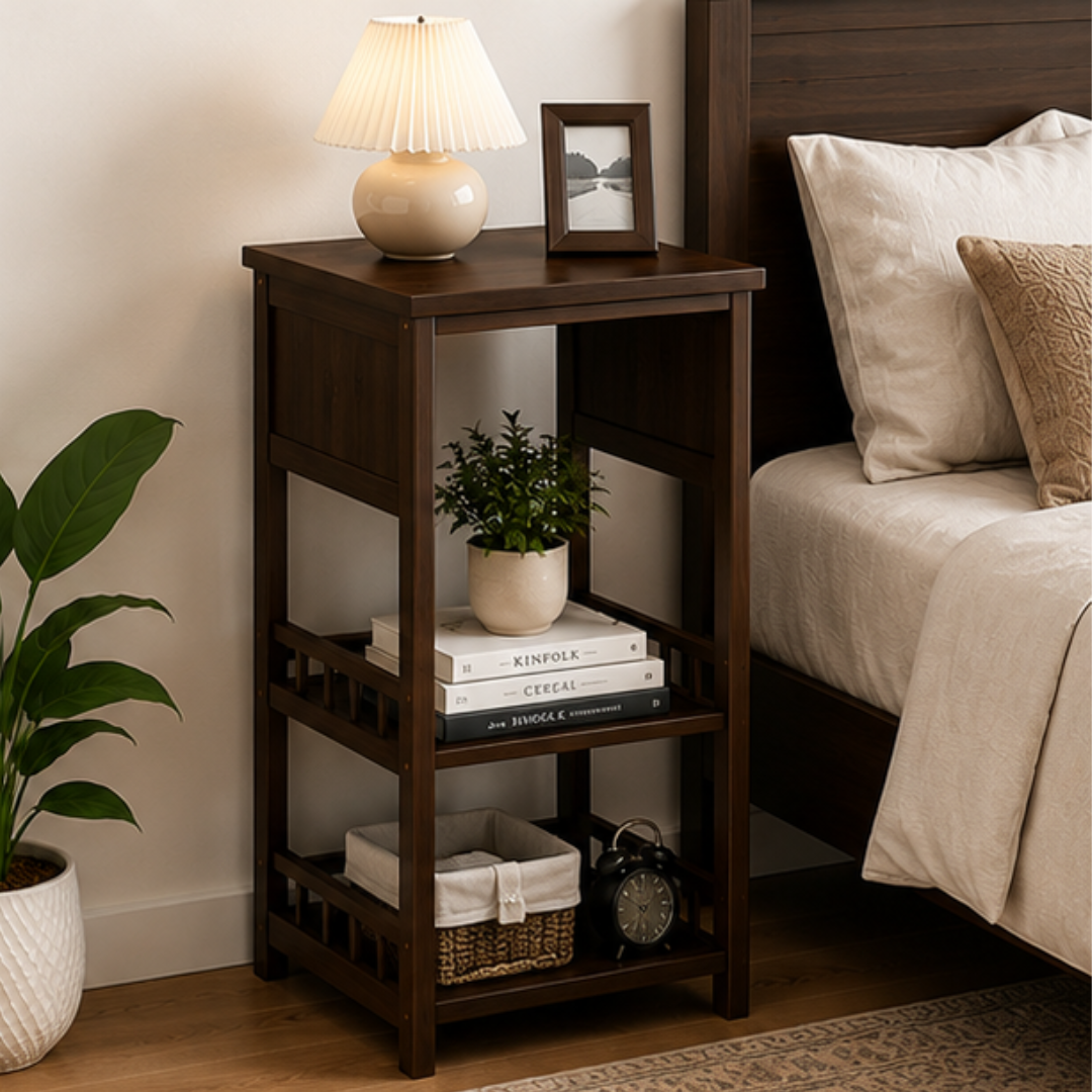 Multipurpose C Shaped Laptop Open Storage Shelf Side Table