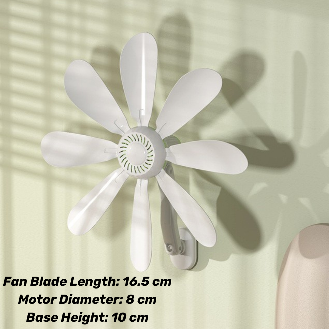 Portable 3 in 1 Rechargeable Wall Mount Clip Table Fan - 8 Blade