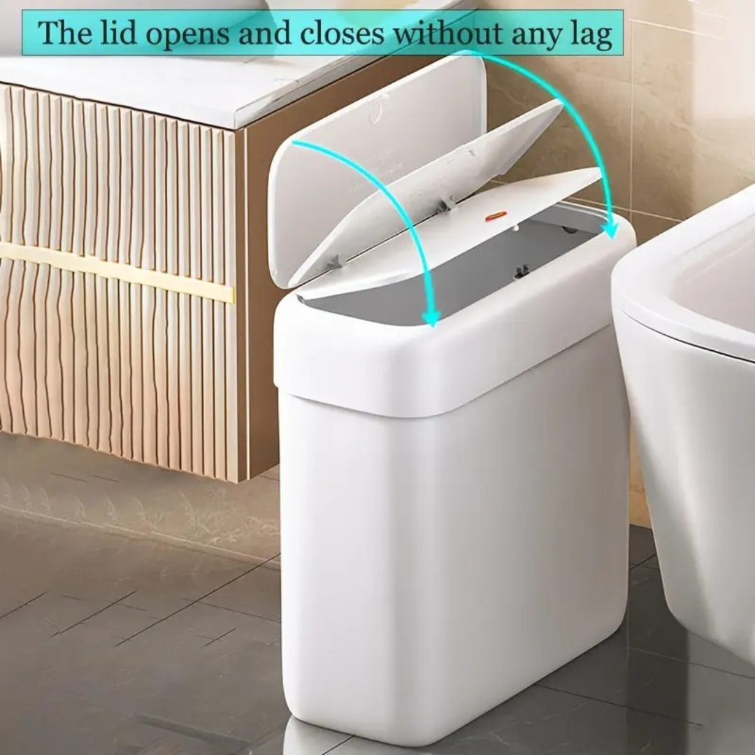 HOMERO Modern Space-Saving ABS Design Slim Push-Lid Trash Can - 8L