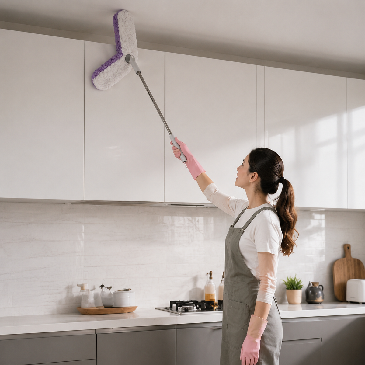 Extendable Dual Head Microfiber Duster with Bendable Cleaning Head