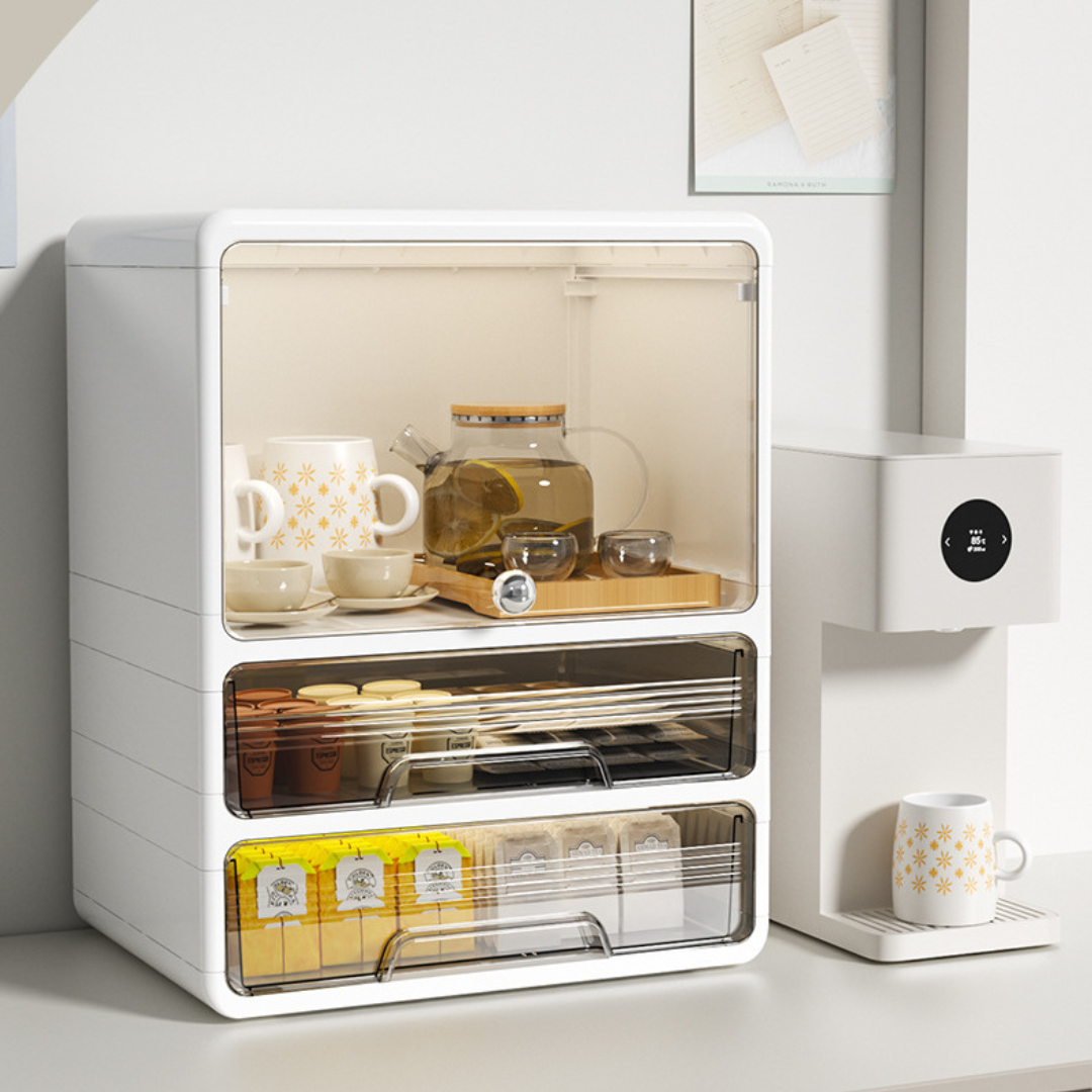 Multipurpose Clear Flip Door Desktop Storage Organizer