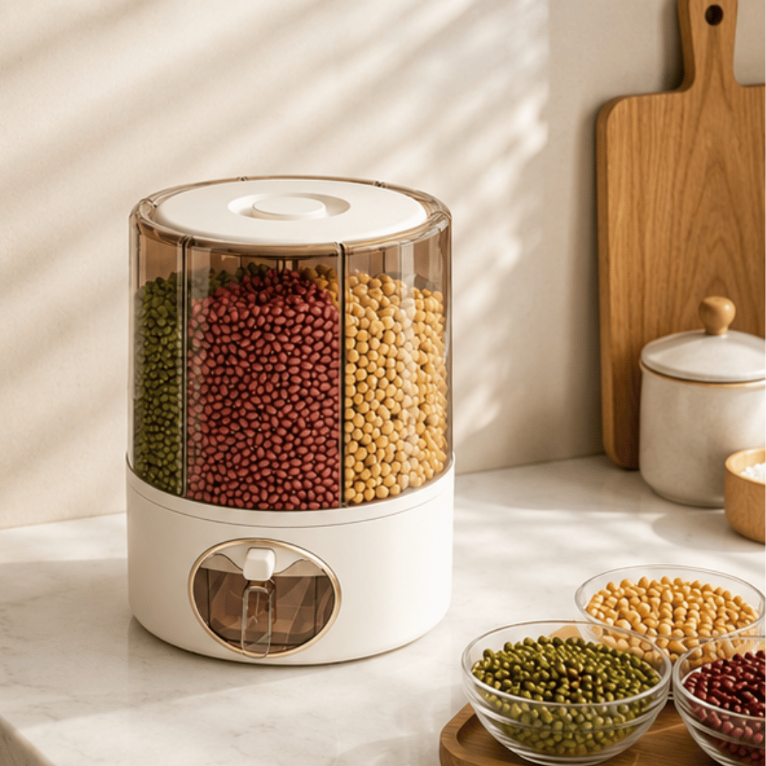 360° Rotating Six Section One Press Grain Storage Container