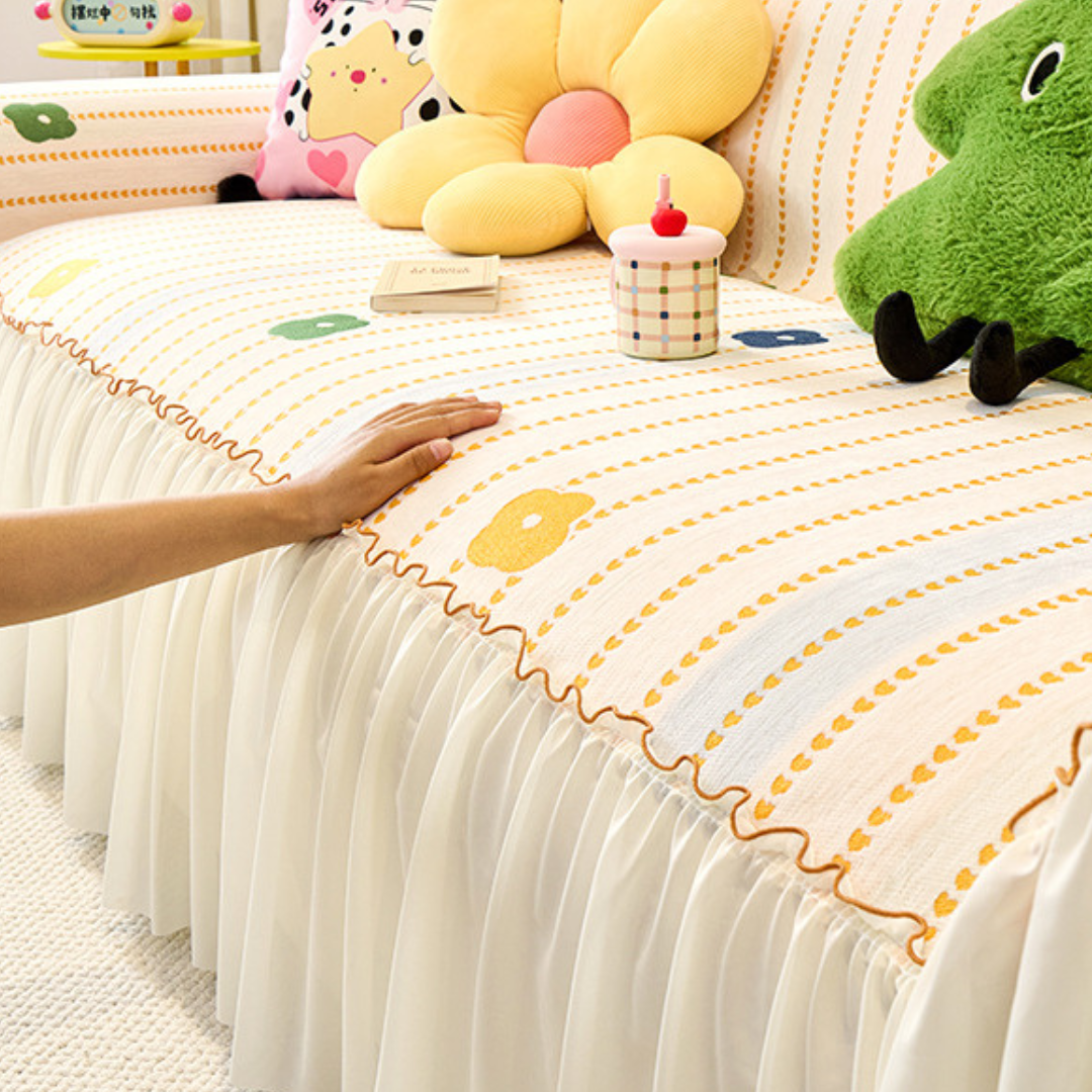 Premium Chenille Floral Anti Slip Soft Sofa Cover