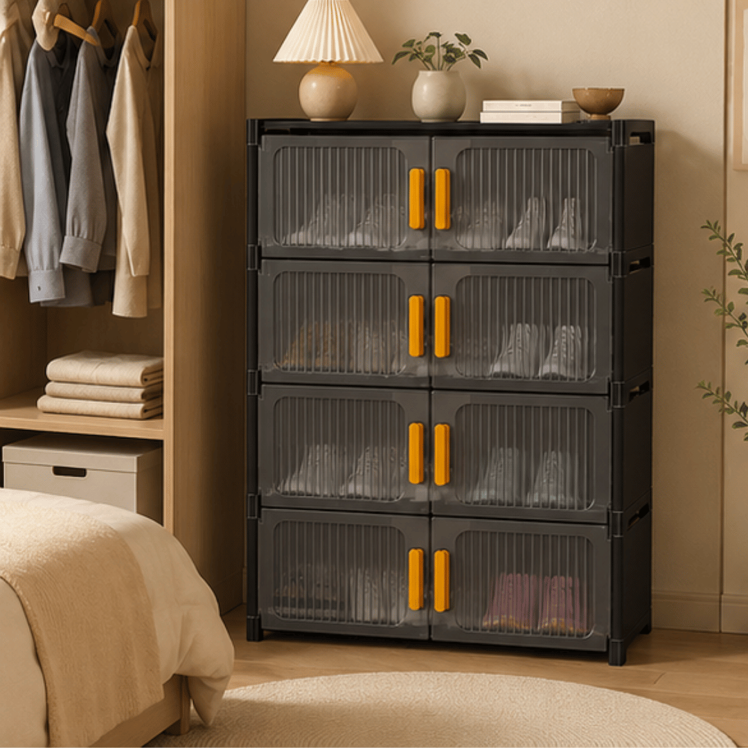 Modern Four Layer Double Door Shoe Storage Cabinet