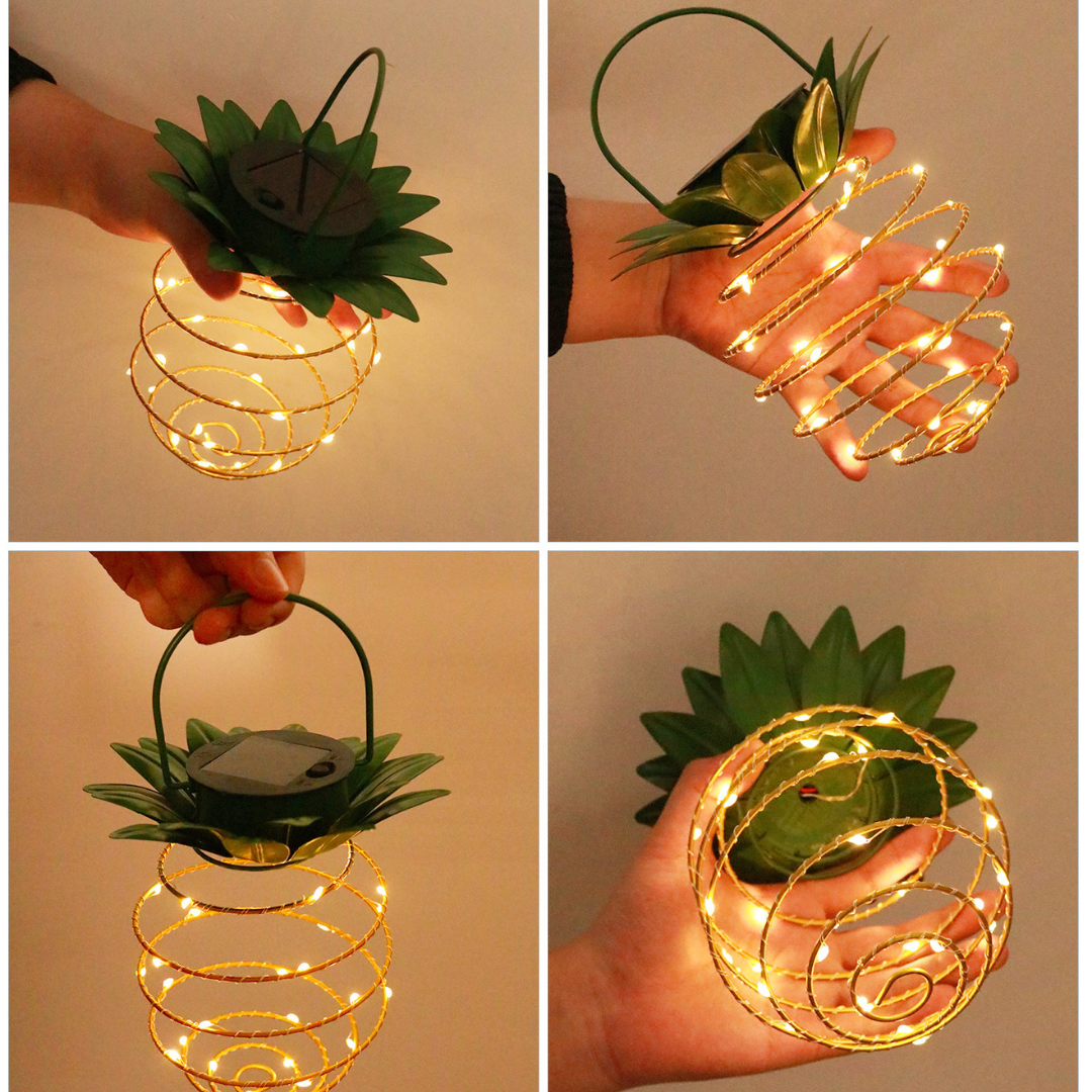 Homero Solar Pineapple Hanging Light – 60 LED Iron Body