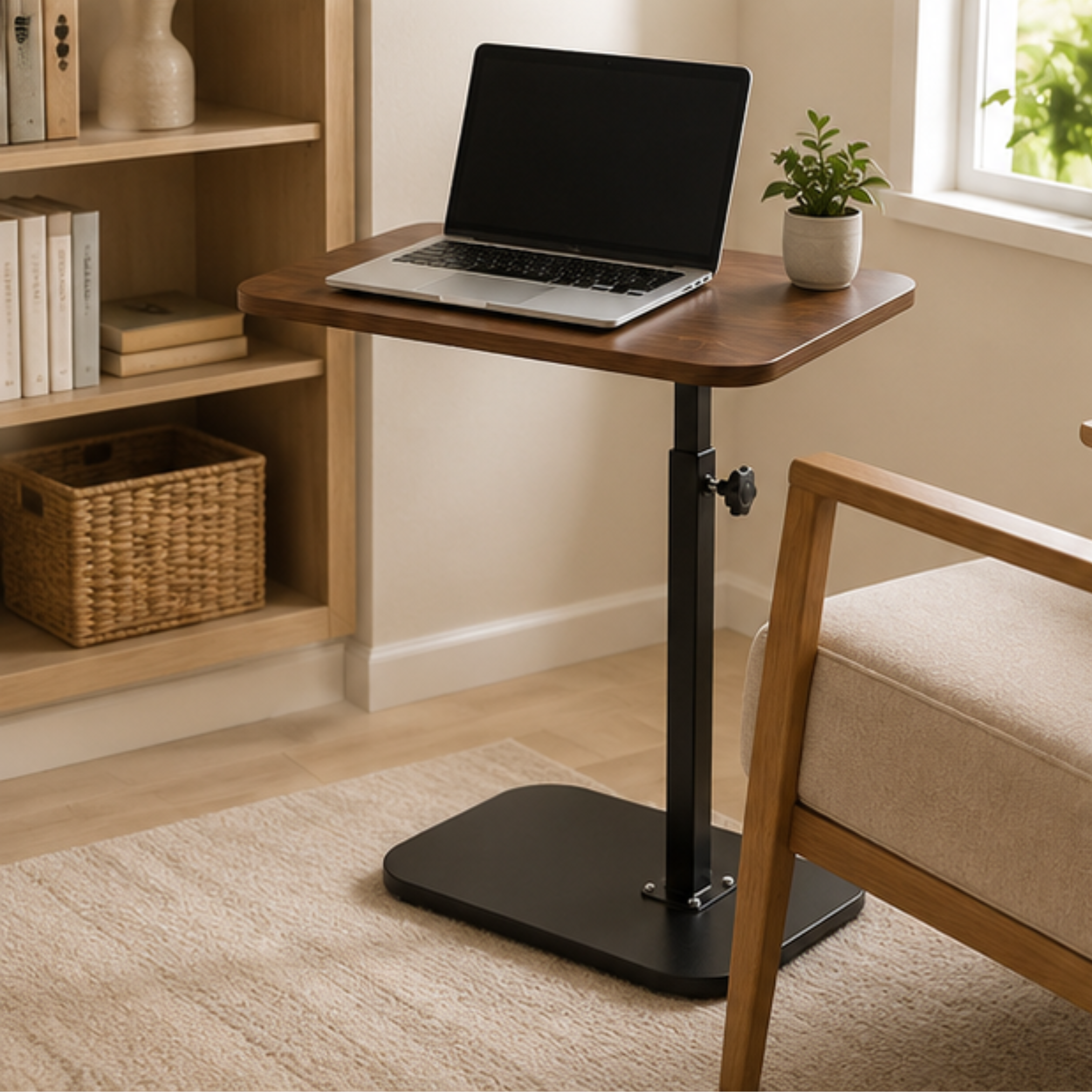 360° Rotating Height Adjustable C-Shaped Laptop Stand Side Table